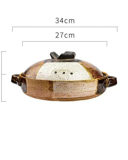 Elegant Tri-Section Japanese Clay Casserole: Perfect for High-Heat Culinary Creations