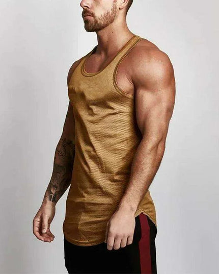 Men's Cool-Dry Mesh Gym Tank - Sleek Sleeveless Bodybuilding Vest for Summer
