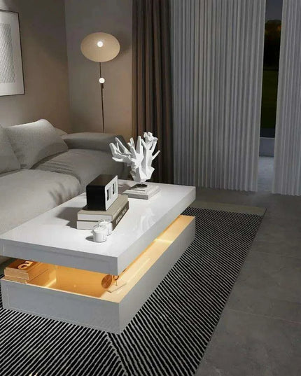 Illuminated White Gloss Coffee Table - Chic Centerpiece for Contemporary Living Rooms