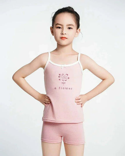 Cute Pink Cotton Sleeveless Summer Tank Top for Girls Aged 3-8 Years