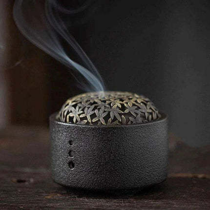 Elegant Zen Ceramic Incense Burner with Mesh Cover - Stylish Home Decor Ashtray and Relaxation Plate