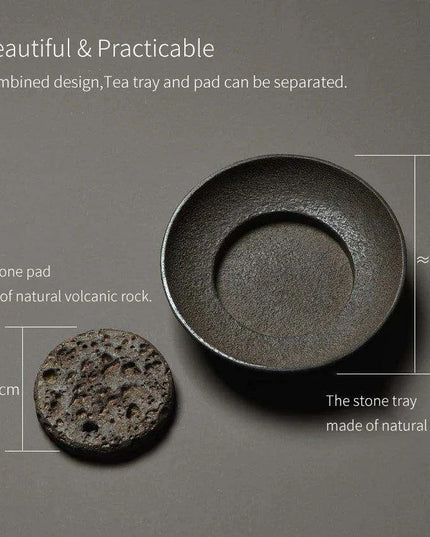 Elegant Nature Stone Tea Tray Set with Teapot Trivet and Water Reservoir for Home Aesthetics