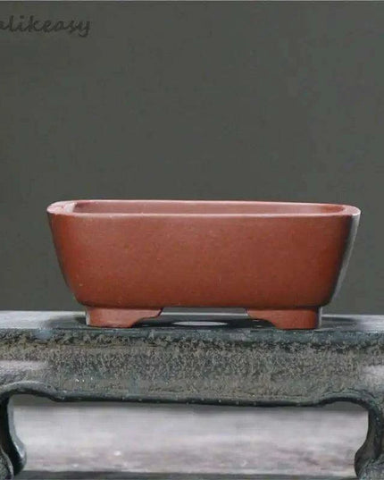 Elegant Handcrafted Purple Clay Bonsai Planter - Unique Decorative Flower Pot for Home Décor