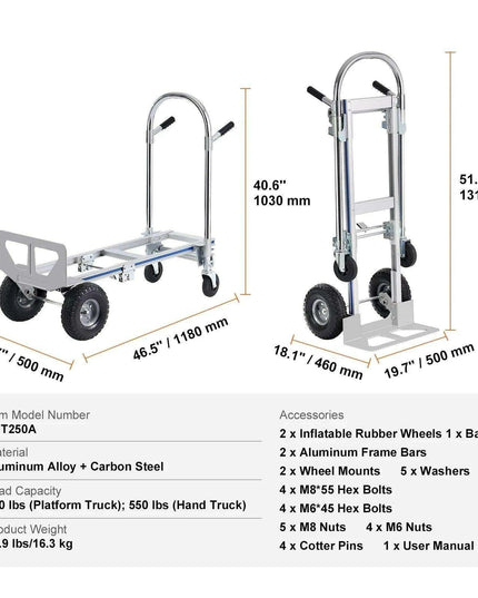 Versatile Heavy-Duty Aluminum Folding Dolly Cart - Ultimate Transport Solution for Industrial and Retail Use