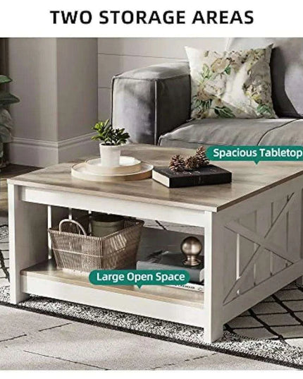 Versatile Rustic Grey Coffee Table Set with Dual Storage Options
