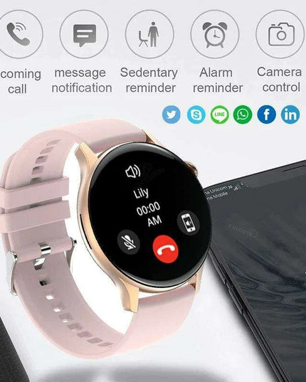Chic Women's Bluetooth Smartwatch with Customizable AMOLED Screen and NFC Functionality