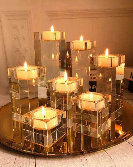 Elegant K9 Crystal Tealight Holders – Enhance Your Home Decor and Special Occasions