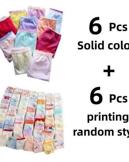 Adorable 12-Pack Cartoon Cotton Briefs for Little Girls - Comfy Underwear for Ages 1-12