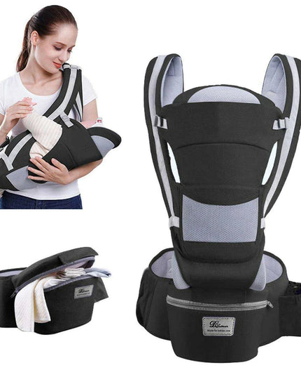 Multifunctional Ergonomic Baby Carrier with Hipseat and Kangaroo Wrap for Infants and Toddlers