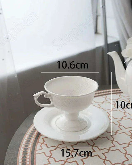 Elegant French Medieval Bone China Tea Cup and Saucer Set
