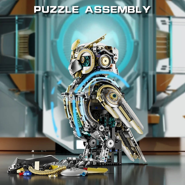 FUNXINEE Motorized Owl Building Set - 1296 Pcs, Glowing Eyes, Kinetic