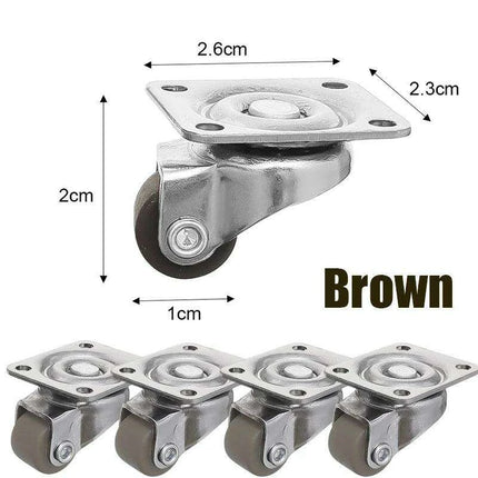 Compact Self-Adhesive TPR Caster Wheels - 360° Rotating Soft Rubber Casters for Effortless Furniture Mobility