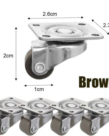 Compact Self-Adhesive TPR Caster Wheels - 360° Rotating Soft Rubber Casters for Effortless Furniture Mobility
