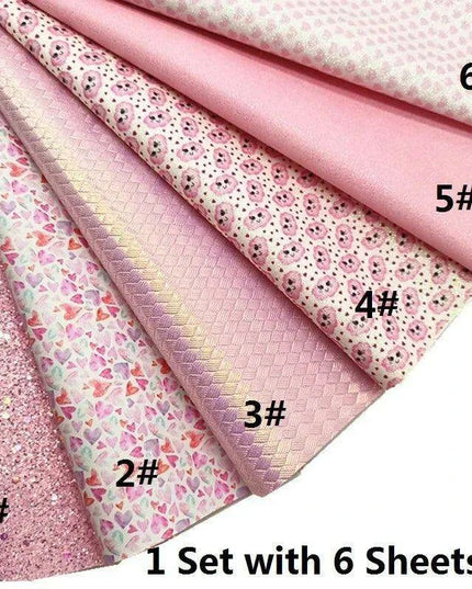 Sparkling Pink Heart & Cloud Faux Leather Crafting Sheet - Ideal for DIY Projects