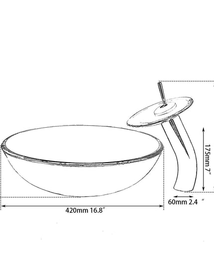 Artisan-Crafted Black Glass Vanity Basin Set with Chrome Waterfall Faucet