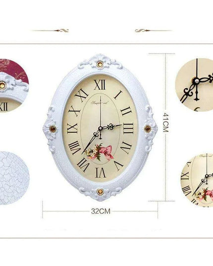 Elegant European-Inspired Wall Art Set with Clock and Picture Frames