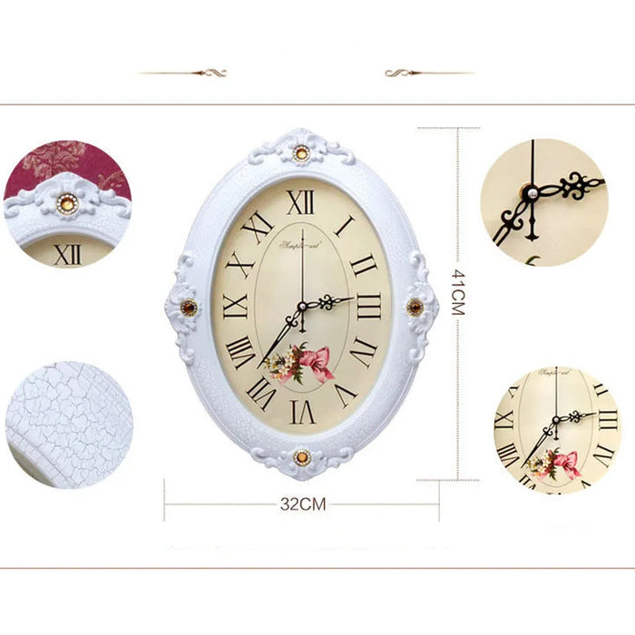 White Clock and Photo Frame Combo for Wall Decoration