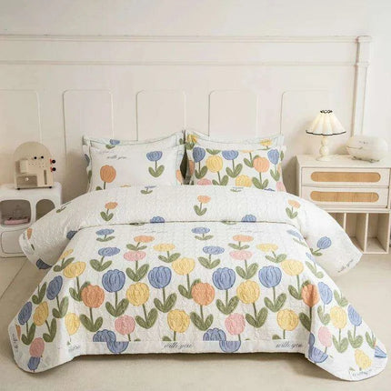 Chic 100% Cotton Plaid Coverlet Set for Double Beds - Multi-Functional Bedspread