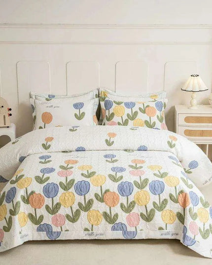 Chic 100% Cotton Plaid Coverlet Set for Double Beds - Multi-Functional Bedspread