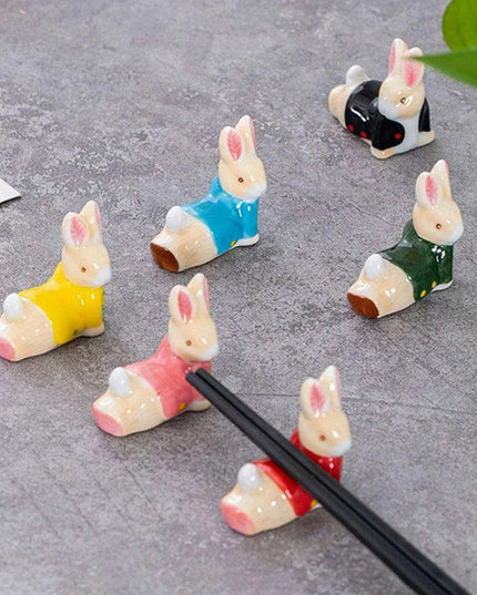 Adorable Japanese Ceramic Rabbit Chopstick Rest for Dining and Home Decor
