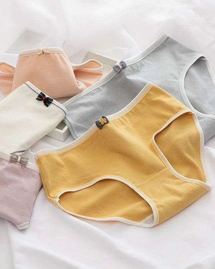 Luxe Lace Cotton Briefs Set - 5-Pack Women's Breathable Underwear in M-2XL Sizes