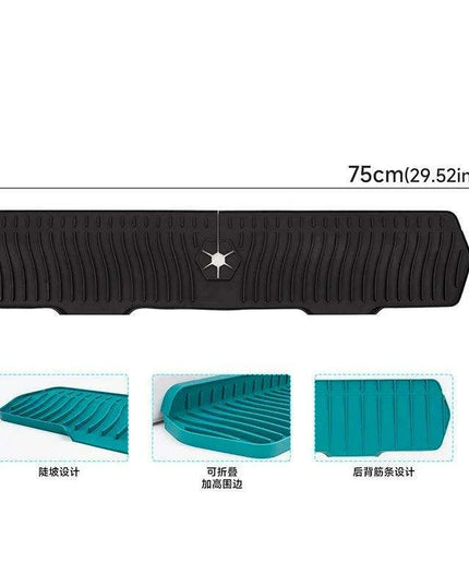 Versatile Silicone Splash Guard Mat with Drip Catcher for Kitchen and Bath