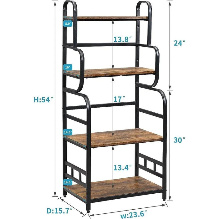 4-Tier Kitchen Bakers Rack with Storage Shelf - Microwave Stand and Spice Organizer