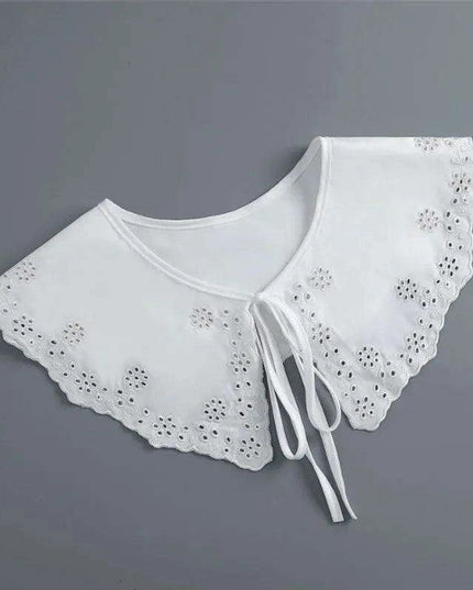 Embroidered Lace Detachable Collar for Women - Elegant White Shawl Accessory