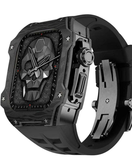 Transform Your Apple Watch Ultra 49mm with a Luxurious Carbon Fiber Case and Fluororubber Strap Set - Redefine Your Elegance!