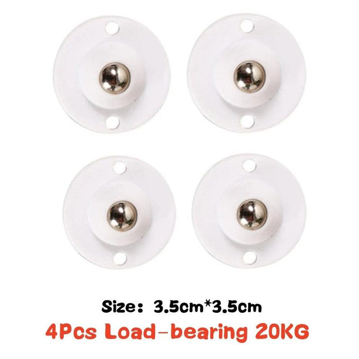 4-Pack Premium Heavy Duty Stainless Steel Furniture Casters with 360° Mobility and Easy Peel-and-Stick Installation (Load Capacity: 20/200Kg)