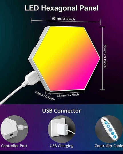 RGB Hexagonal Music Sync Wall Panels - Transform Your Space with Dynamic Lighting for Gaming and Relaxation