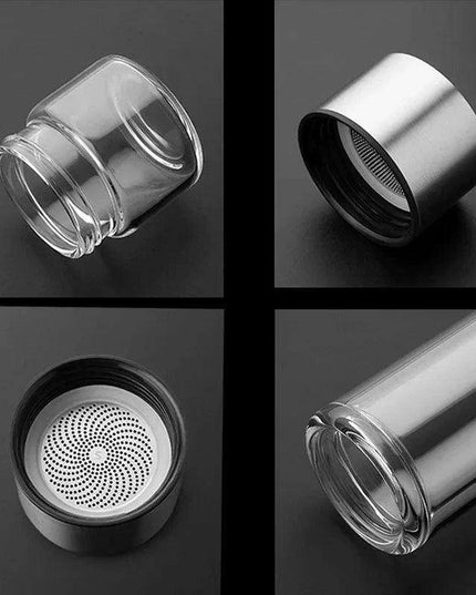 Eco-Friendly 400ML Borosilicate Glass Tea Infuser Bottle with Double Layer Design