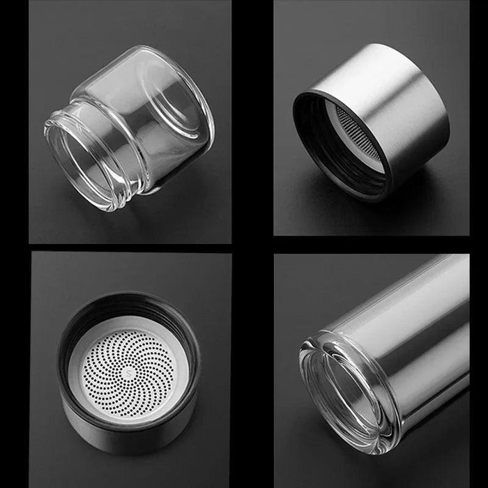 Eco-Friendly 400ML Borosilicate Glass Tea Infuser Bottle with Double Layer Design
