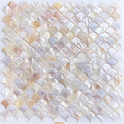 Natural Shell Mosaic Fish Scale Wall Art – 30×30 cm