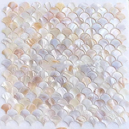 Natural Shell Mosaic Fish Scale Wall Art – 30×30 cm