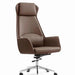 Luxurious Swivel Leather Office Chair with Reclining Backrest and Nordic Design