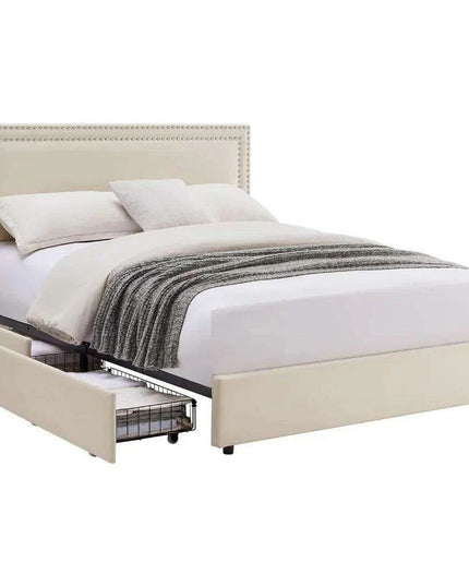 Chic Velvet Storage Bed with Adjustable Headboard and Spacious Drawers