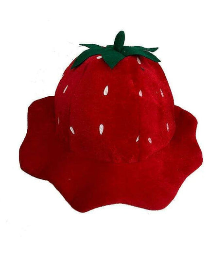 Strawberry Delight Costume Beret Hat for Women - Fun Plush Bonnet for Halloween, Parties, and Costumes