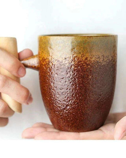 Nordic Charm Ceramic Coffee Mug with Hanging Ear and Gilt Couple Design