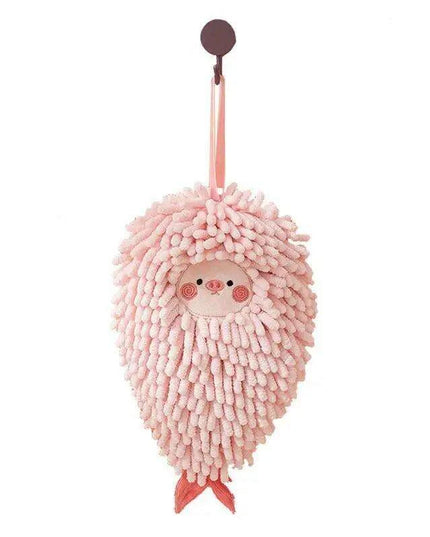 Plush Chenille Animal Hand Towels with Loop - Soft Microfiber for Quick-Drying