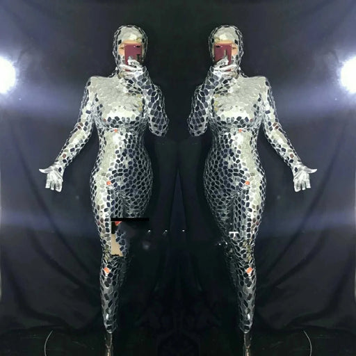 Reflective Mirror Costume Jumpsuit for Gogo Dance and Jazz Dance