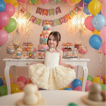 Mouzhatee A-Line 3D Flower Kids Birthday & Wedding Party Dress