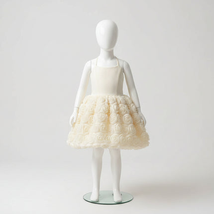 Mouzhatee Girls' A-Line 3D Rose Flower Party Dress — Custom Fit for Birthday, Wedding & Prom