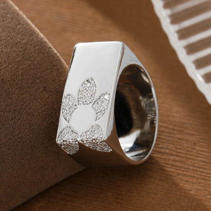 Evoke Modern Geometric Copper Ring with Flower Inlay & Gemstones