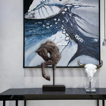 Resin Handicraft Make Old Horse's Head Artificial Animal Sculpture War