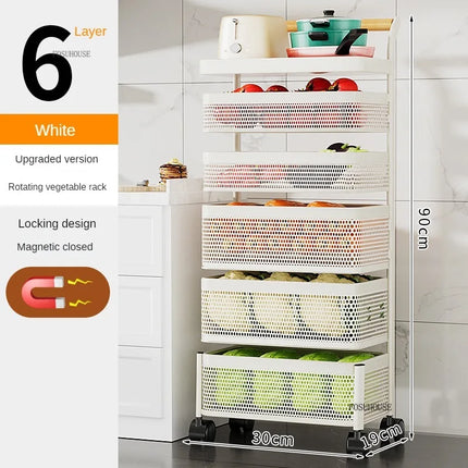 Nordic Stainless Steel Kitchen Trolley with Wheels & Rotating