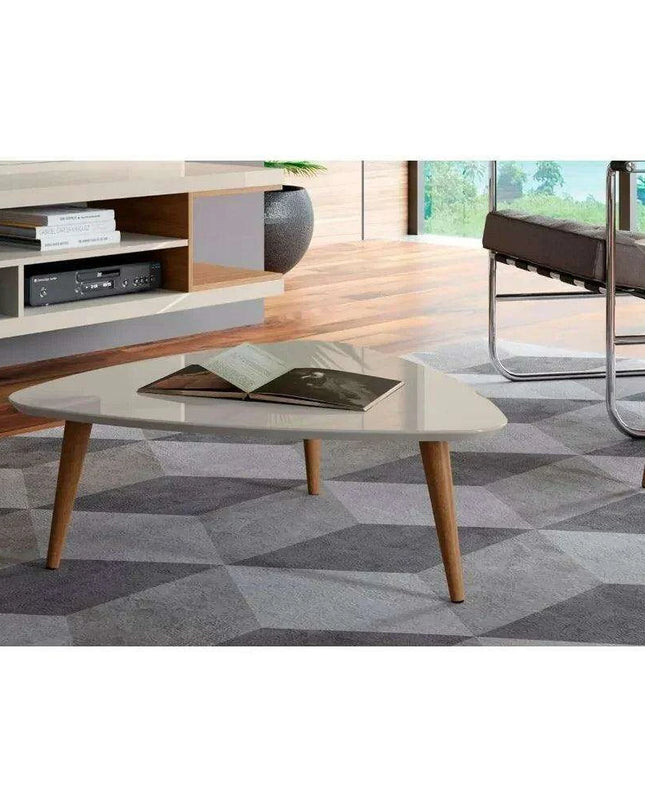 Chic Triangular White Gloss Coffee Table Set for Contemporary Living and Dining Areas