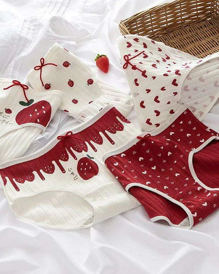 Luxe Lace Cotton Briefs Set - 5-Pack Women's Breathable Underwear in M-2XL Sizes