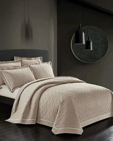 Luxurious 100% Cotton Quilted Plaid Bed Cover - Multi-Functional Euro Comfort Topper