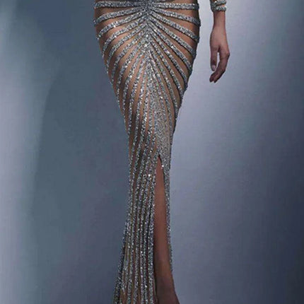 Stunning Sequin-Detail Fishtail Bodycon Dress: Transform Your Evening Attire